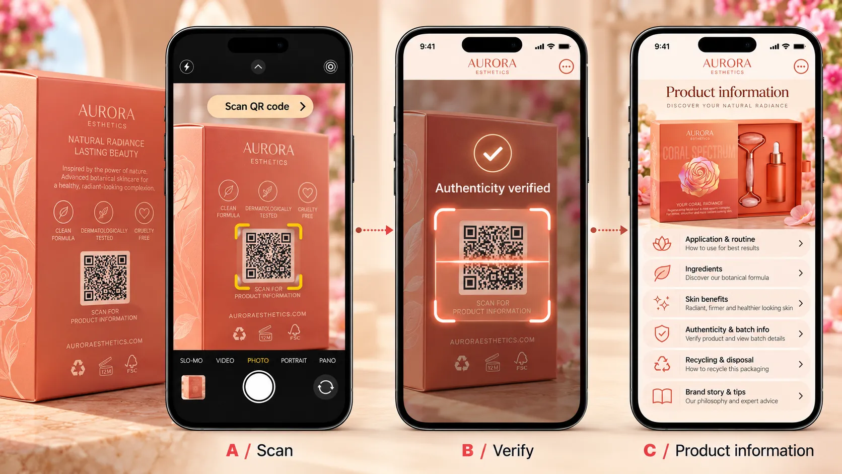 Aurora Beauty-App in drei Schritten